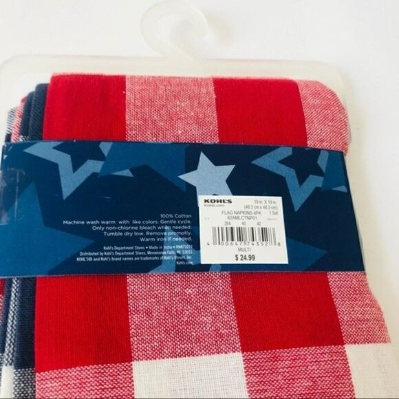 New! Patriotic Americana Stripes Stars Kitchen Table Linens Runner Napkins Set - Picture 10 of 13